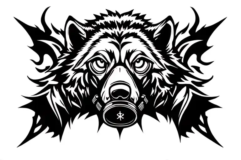 Toxic Wolf In The Gas Mask Surrounded