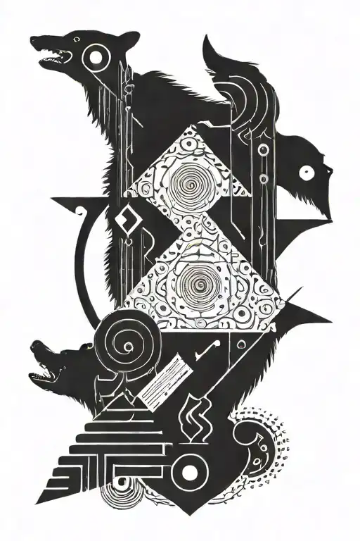 Bear Arrow Lines Circles Ancient Hieroglyphs