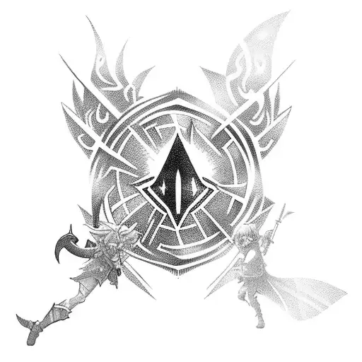 Link From Zelda With 4 Light Fairies Different Colors