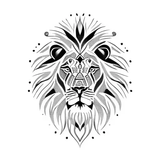 Lion With Tribal For Chest