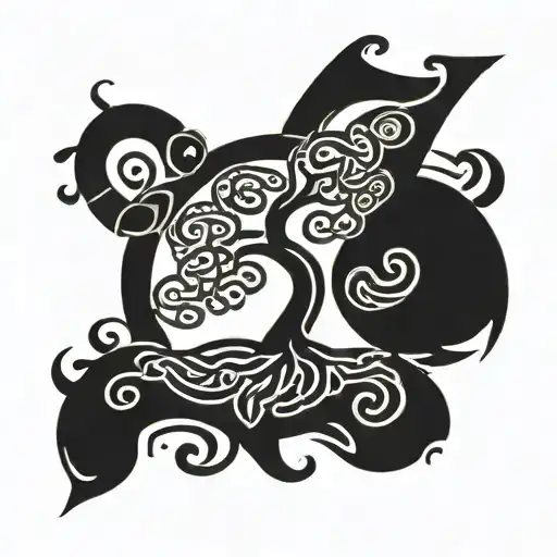 Solid Black Celtic Tree With La Tene Patterns