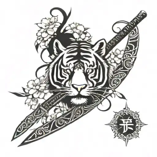 Tiger Katana Sword Sakura Blossom
