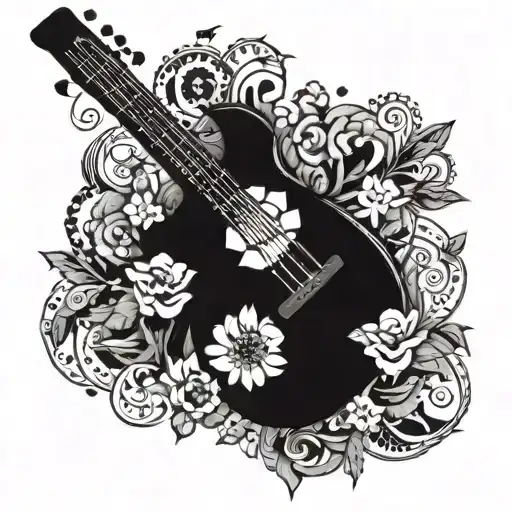 Bass Guitar With Wild Flowers