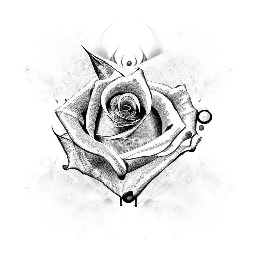 Rose Wrapped In Thorns And Is Dripping Drops Of Blood