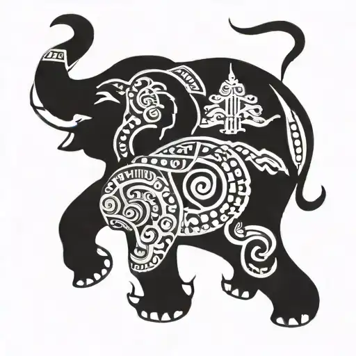 Asian Elephant Surrounded