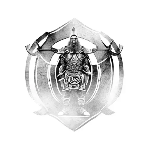 Viking Warrior Wielding A Shield In A Fierce Battle