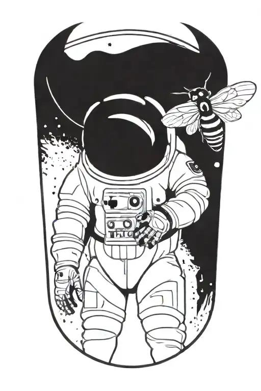 Minimalist Astronaut With The Wings Of A Bee