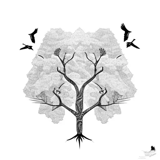 Madrone Tree With Crows