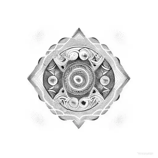 Yin And Yang With A Feather Going Around