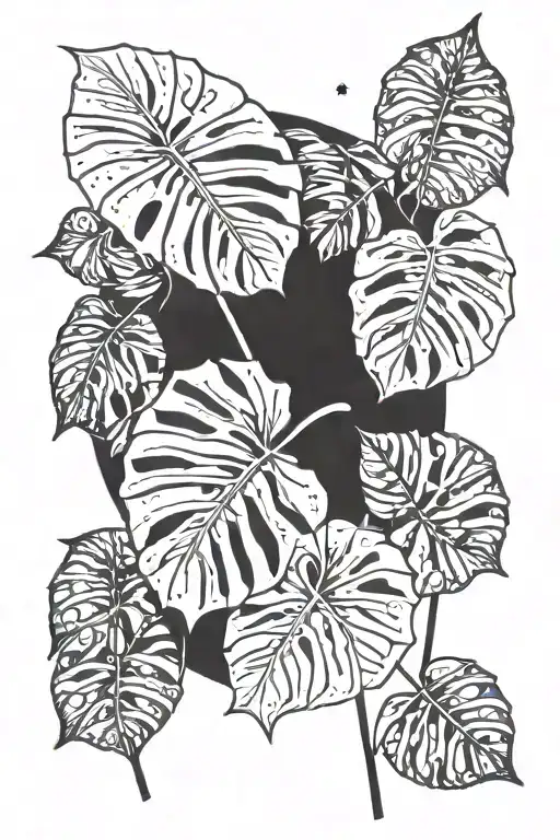 Monstera Leaves With Virgo Constellation