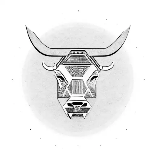 Bull Head Minimalist Geometric Tribal