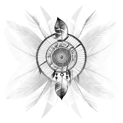 Dreamcatcher With Feathers Turning Into Birds At The Bottom