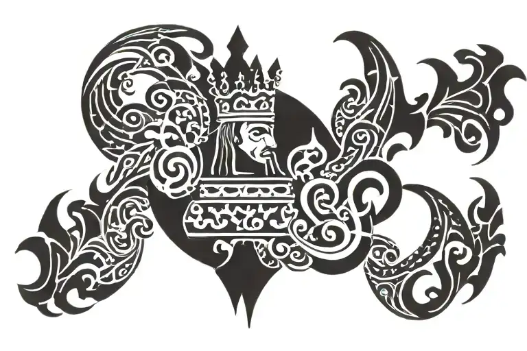 Circular Tattoo Of A King From Chess With The Number 23 Incorperated