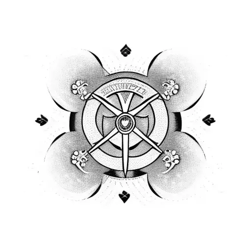 A Blackwork Tattoo Of A Motorbike With A Skull And Crossbones On The Front