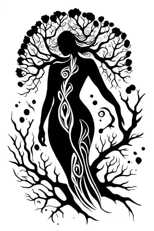Woman Body Turning Into Tree Branch