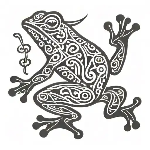 Coqui Taino Frog With Flowers And Musical Symbols