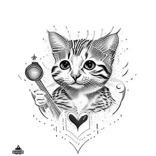 Combine The Passion For Rock Music With The Love For Cats In A Unique Tattoo Design