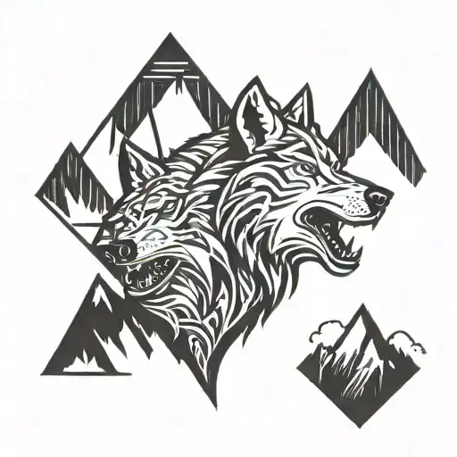 Mountains And Wolf