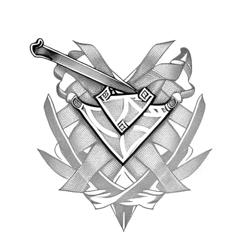 Sword With Heart And Ribbon