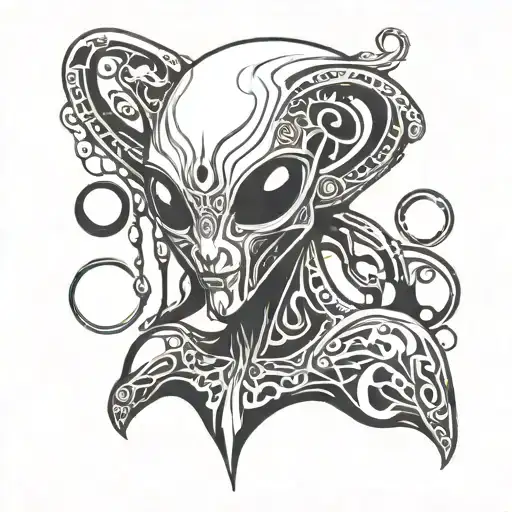 Design An Alien In Black And Wwhite With A Snot Bubble