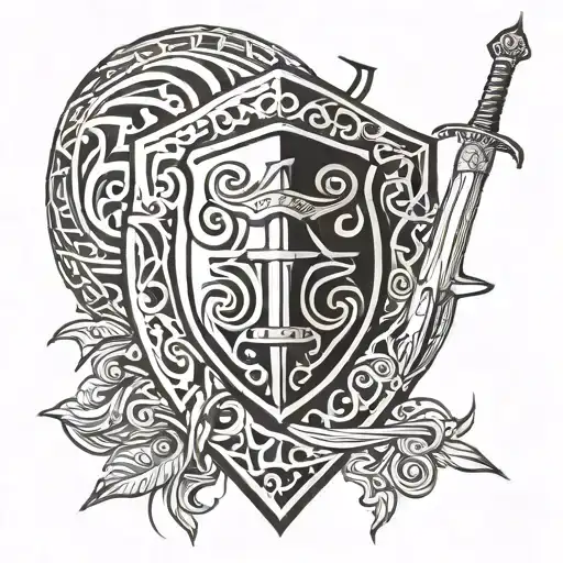 Shield And Sword Intertwined