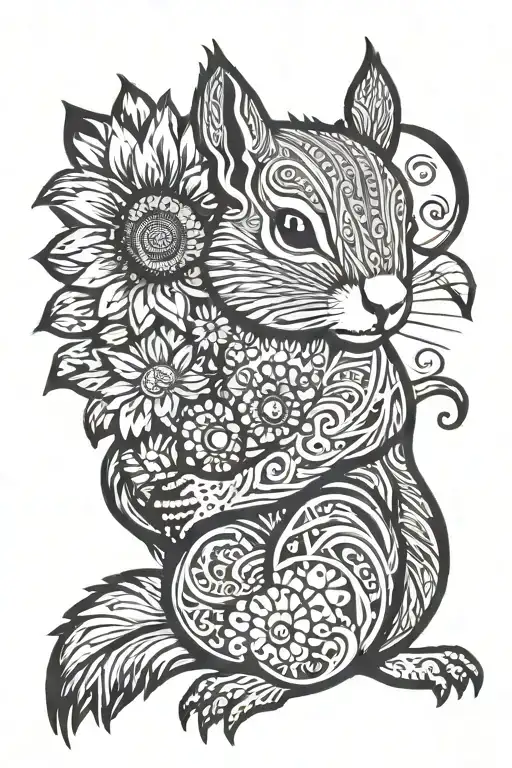 Squirrel Holding Sunflower