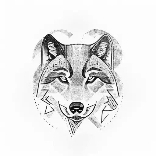 A Mountain Landscape With A Silhouette Of A Wolf In The Foreground