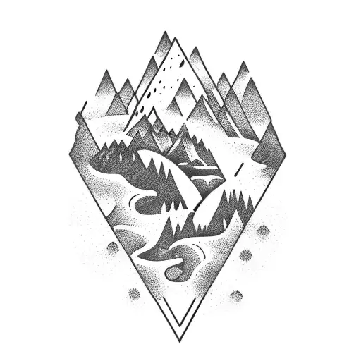 Cave Diver With Mountain Peak