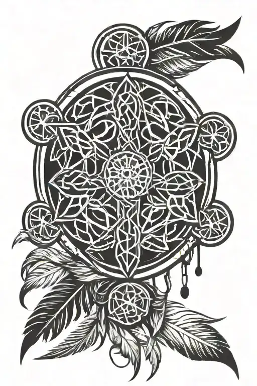 Celtic Cross With Dreamcatcher In The Circle