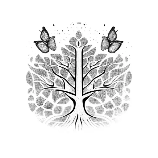 Mystical Tree Of Life With Butterflies