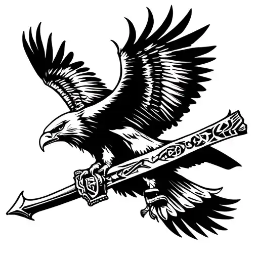 Eagle That Carries A Weapon With A Falcon Banner