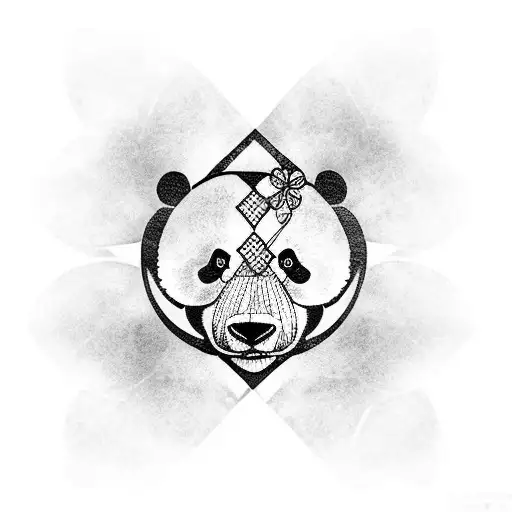 Panda Bear And A Four Leaf Clover