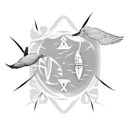 Three Little Birds Flying Above A Sailboat In The Water