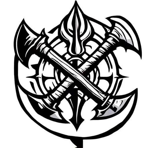 Helm Of Awe Viking Symbol With Two Viking Axes Crossed Beneath It