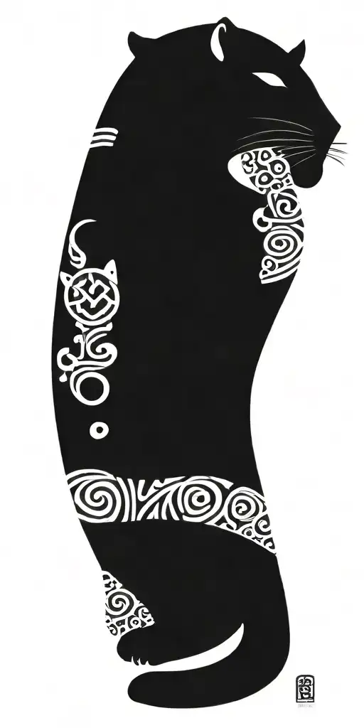 Adinkra African Tribal Panther Surrounded By Adinkra Symbols