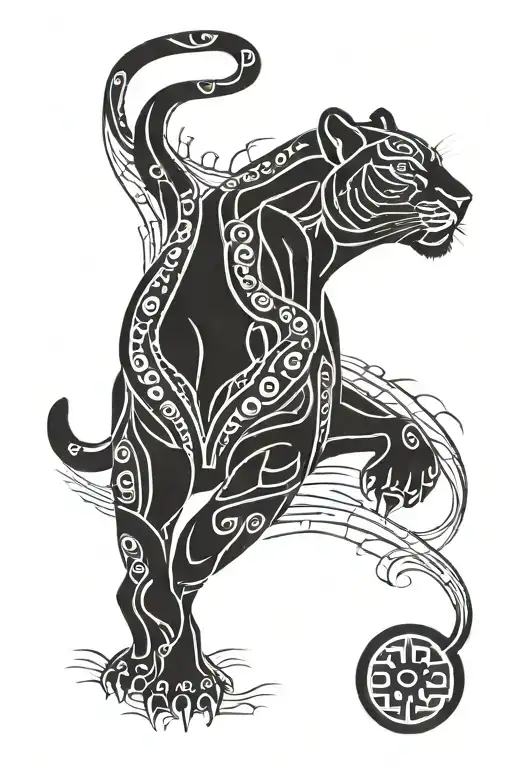 African Panther With Adinkra Symbol