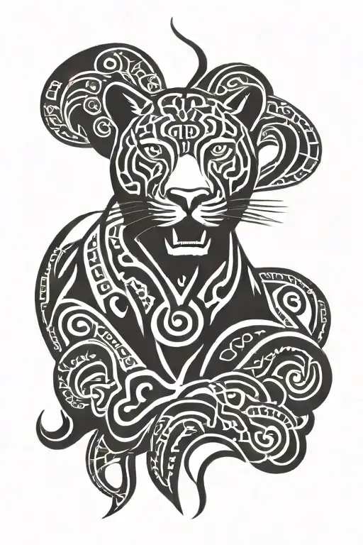 African Panther With Adinkra Symbol