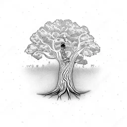 Kid Hugging A Tree Like If This Tree Simbolize The Genealogic Tree