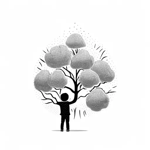 Kid Hugging A Tree That Grows For His Back Simbolizing This Tree His Genealogic Tree