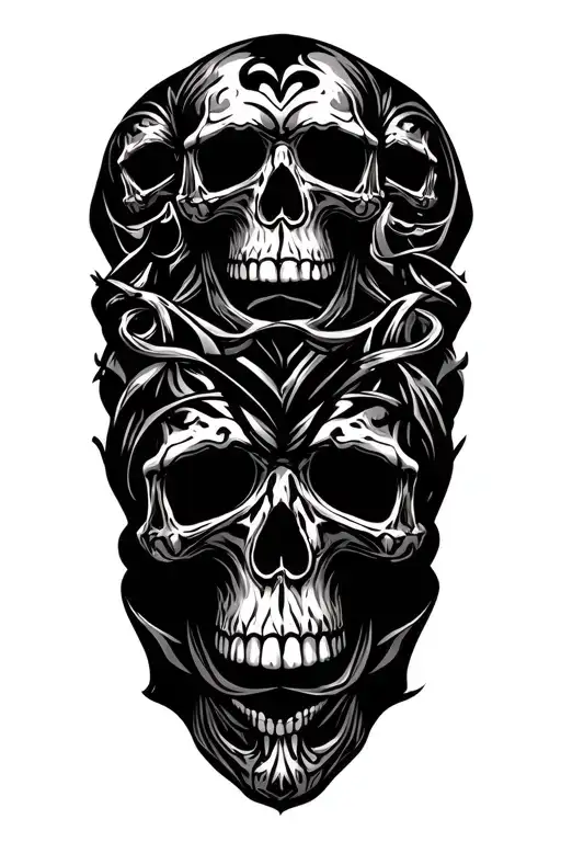 Lots Of Skulls Connected Up Arm Sleeve