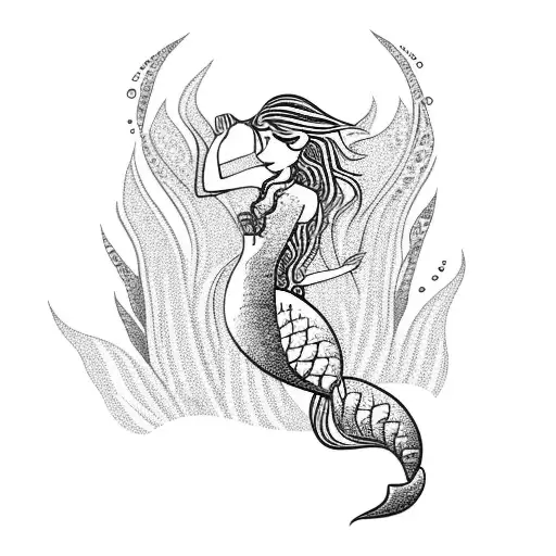 Mermaid With Braided Waterfall And Flowers