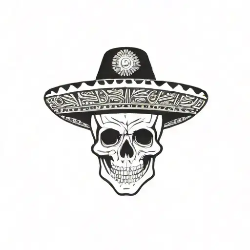Skull In Sombrero In Profile