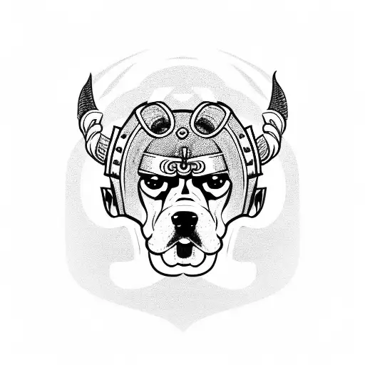 Dog Wearing A Viking Helmet Riding A Motorcycle