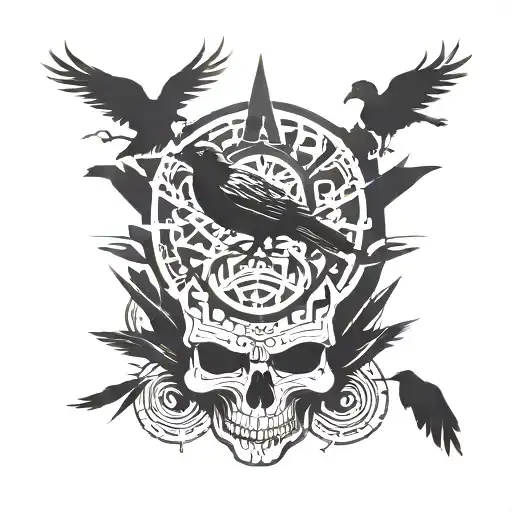 Skull And Crows Inside