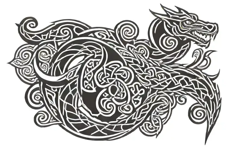 Celtic Dragon Arm Band Tattoo Design Featuring