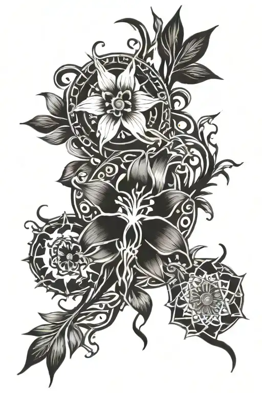 Columbine Flower And Tree Of Life