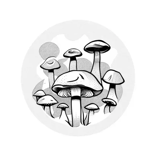 Mushrooms With A Tree