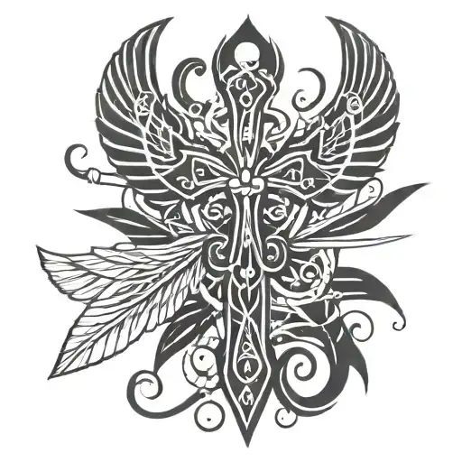 Ankh With Wings And Sword Piercing