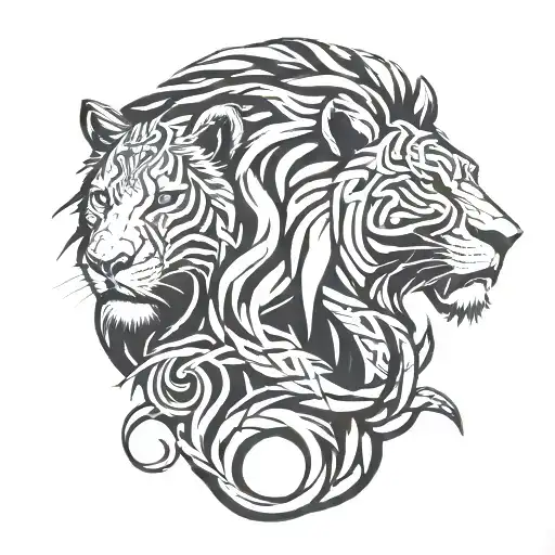 Lion And Bear With Snakes Wrapped