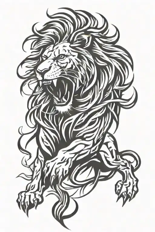 Lion Roaring Fiercely